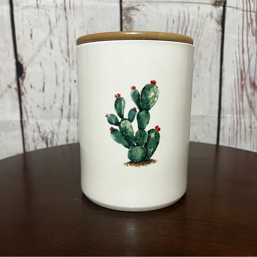 3R studios Cactus Design Ceramic Cookie Jar with wooden Lid